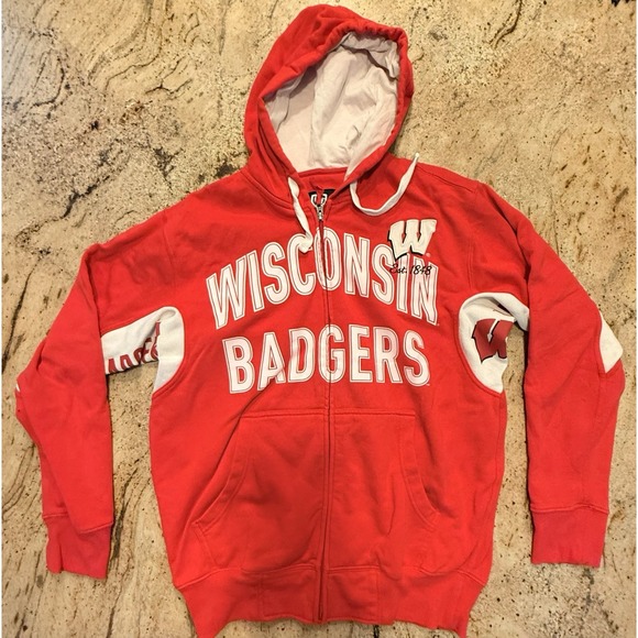 Wisconsin Badgers Men Medium Hands High Zip Up Hoodie - Picture 1 of 10
